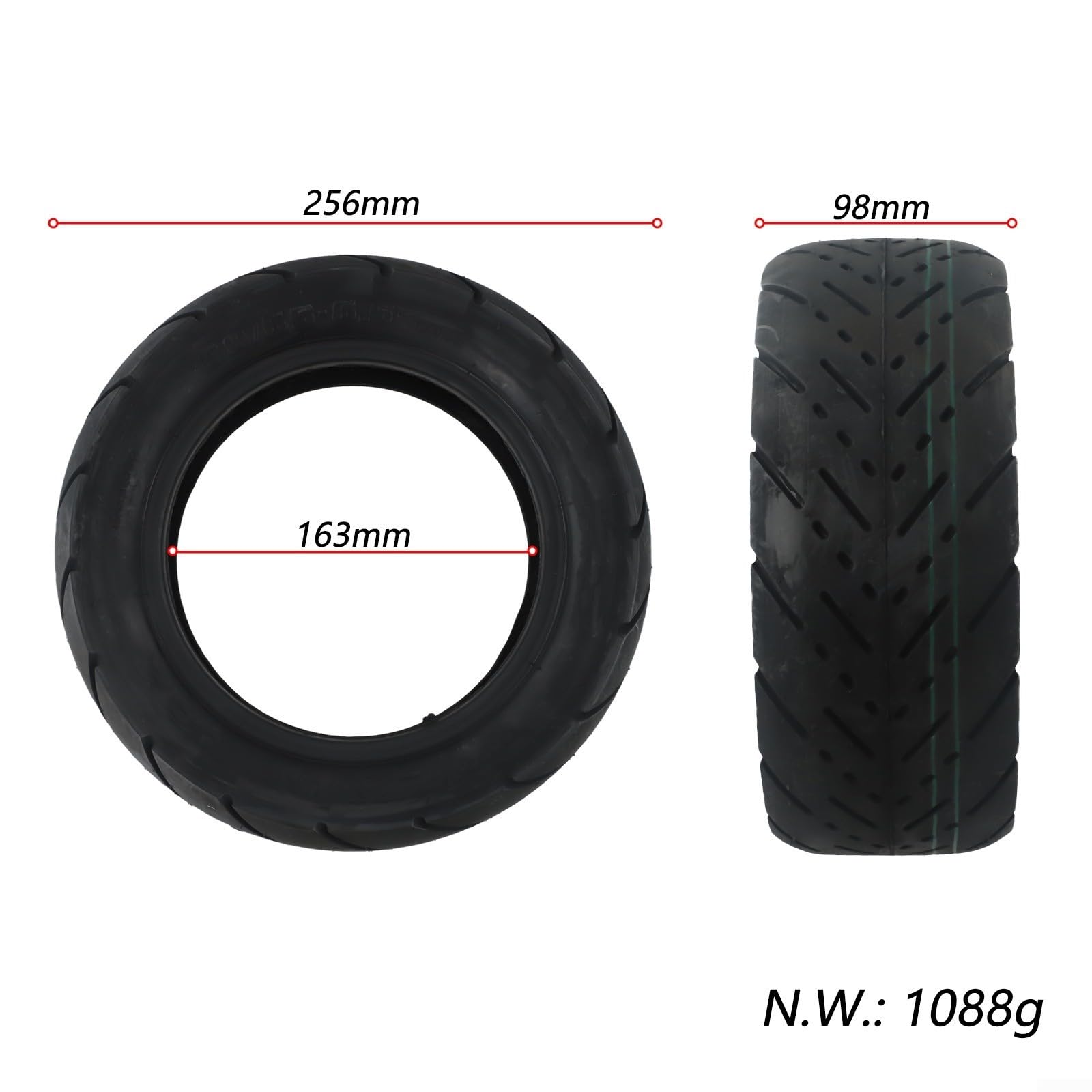 Pneu sans chambre à air 90/65-6,5 pour trottinette électrique 11 pouces, tubeless, 11 vitesses, facile à monter