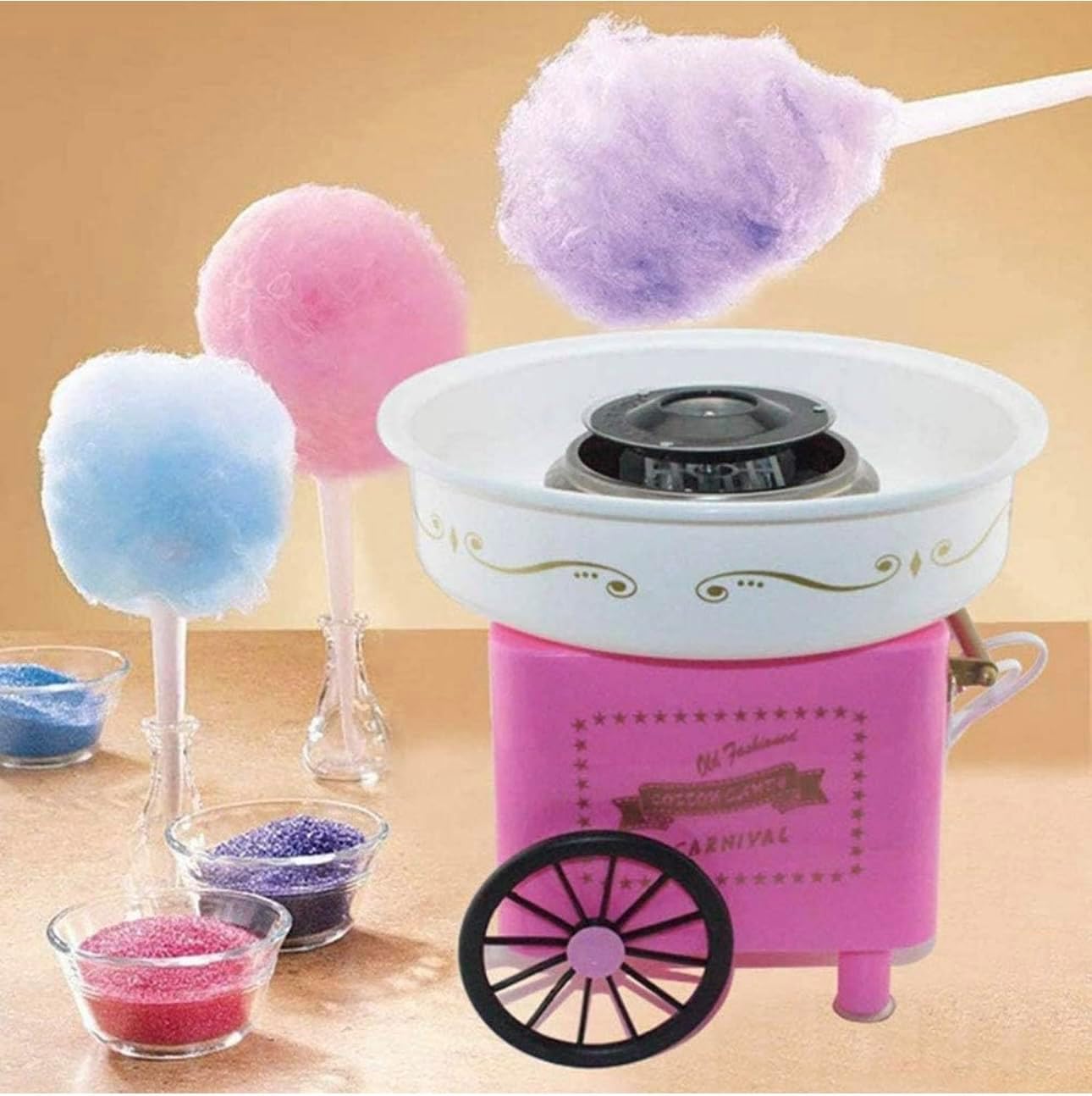 PREMIUM Vintage Homemade Cotton Candy Floss Maker Machine Electric Cotton Candy Maker Sugar Floss Maker Machine Make Hygienic Cotton Candy Machine for Your Kids