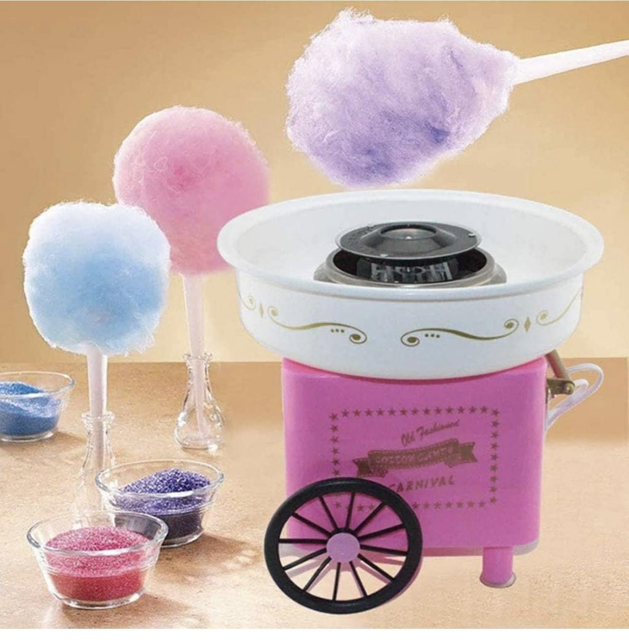 PREMIUM Vintage Homemade Cotton Candy Floss Maker Machine Electric Cotton Candy Maker Sugar Floss Maker Machine Make Hygienic Cotton Candy Machine for Your Kids