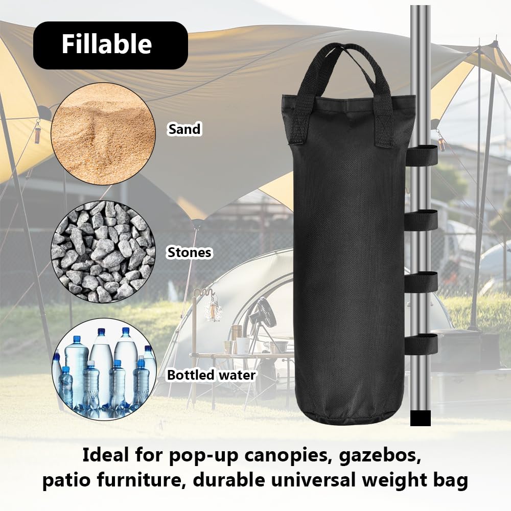 Lot De 4 Sacs De Sable Pour Tonnelle – Tissu Oxford 800D, 50x20 Cm, Lestage Jusqu'à 10 Kg Chacun, Stabilise Tentes Et Parasols