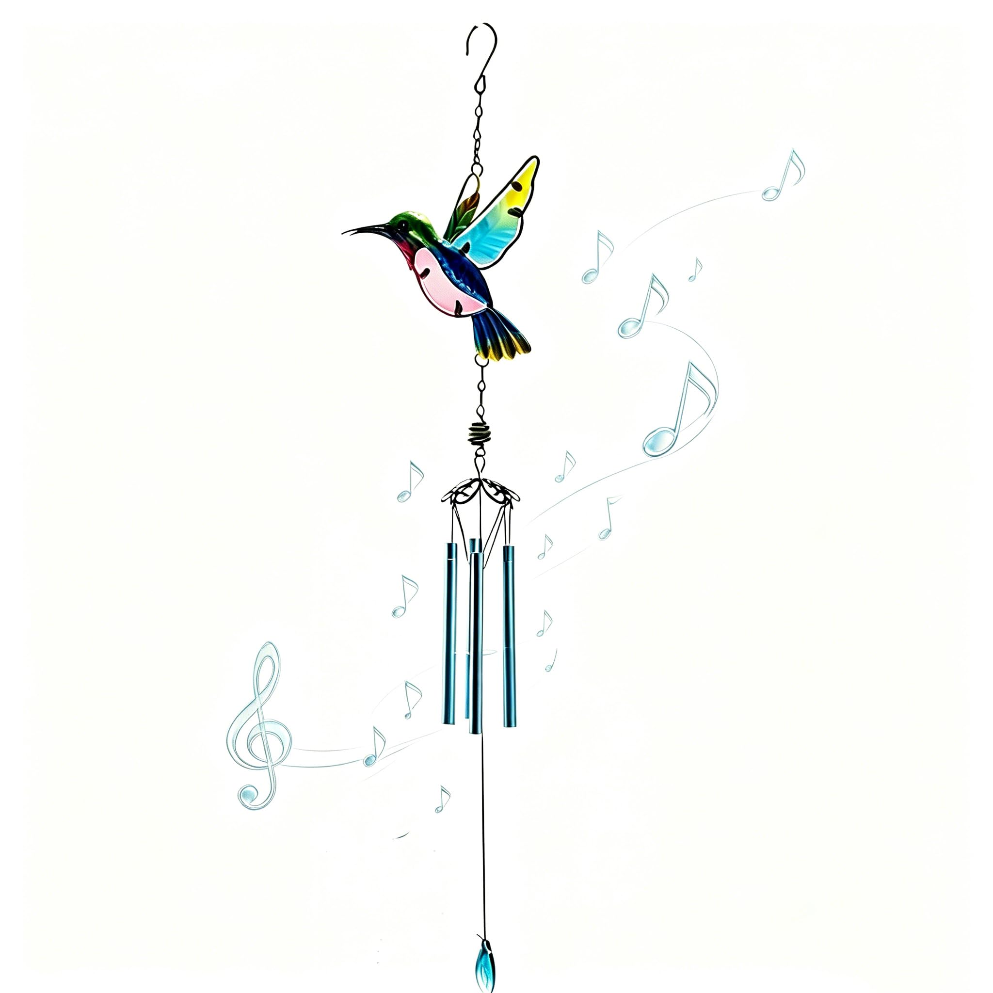 Photo 1 of Wind Chimes Hummingbird, Garden Wind Chime for Home, Party, Festival Decor, Glass Garden Patio Yard Porch Decoration Indoor/Outside, Lifelike Hummingbird Deep Tone Style