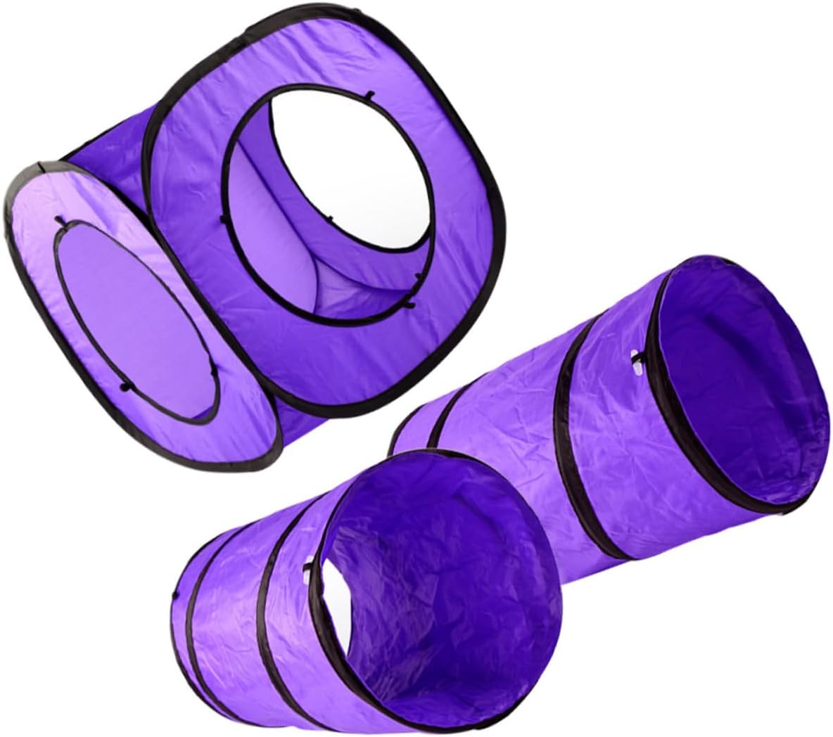 Garneck Collapsible Cat Tunnel Bed Triple Cat Toys Kitten Activity Center Interactive Puzzle Foldable Pet Playpen