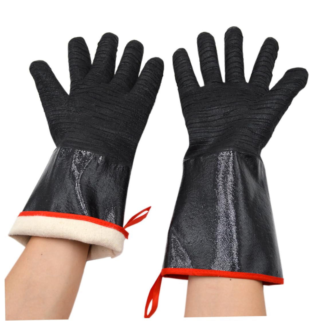 Los Guantes Resistentes al Fuego del BBQ del Calor Largo engrasan el 17.7in Resistentes al Agua en Negro