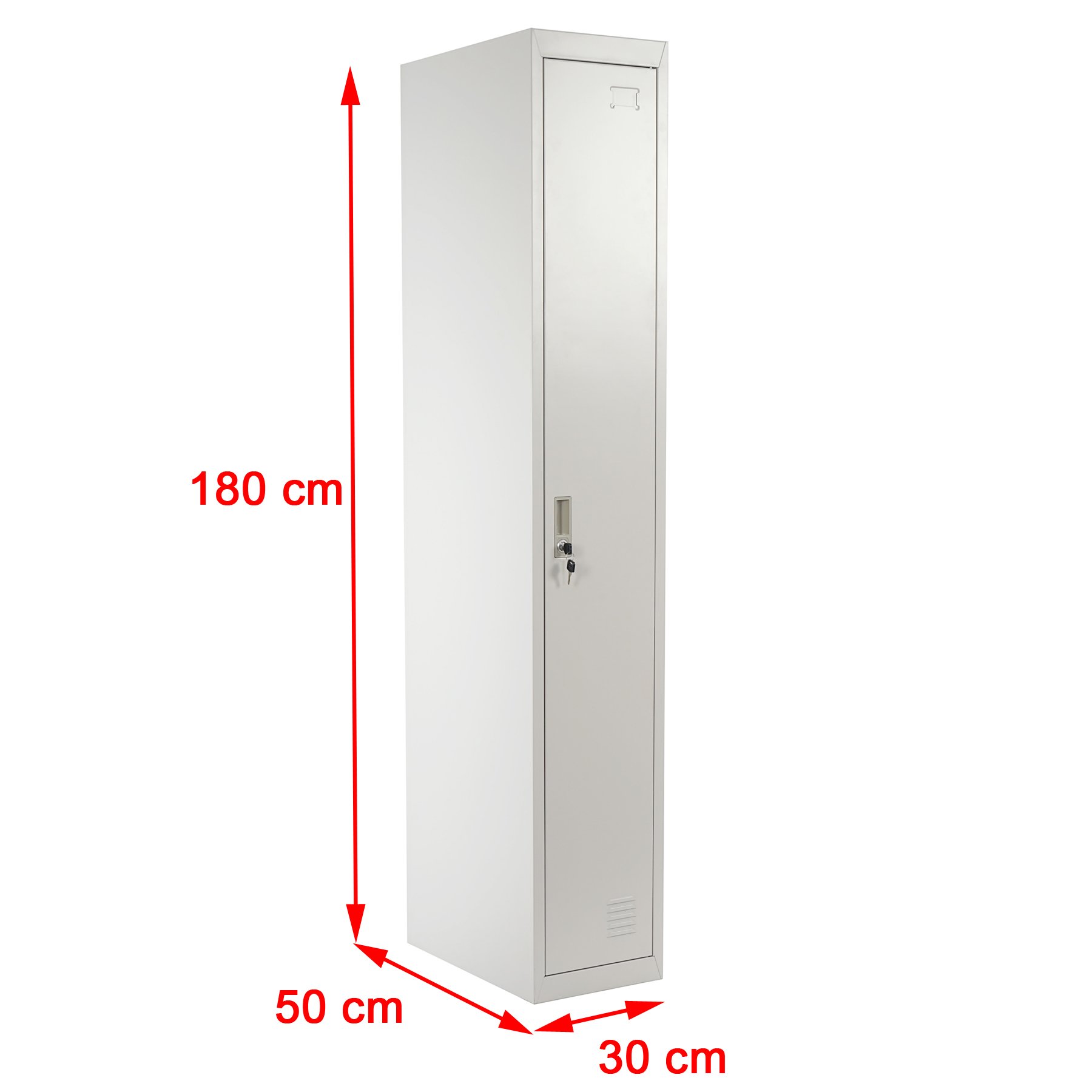 Mendler Spind Boston T163, Garderobenschrank Kleiderspind Umkleideschrank, Metall 180x30x50cm nach ASR A4.1 - grau