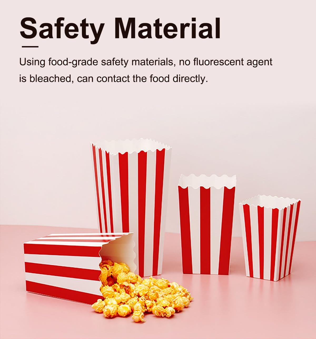 28Pcs Popcorn Boxes - Mini Paper Popcorn Box, White and Red Stripes Pop Corn Snack Container for Movie Night Carnival Party Supplies (Classic Red)