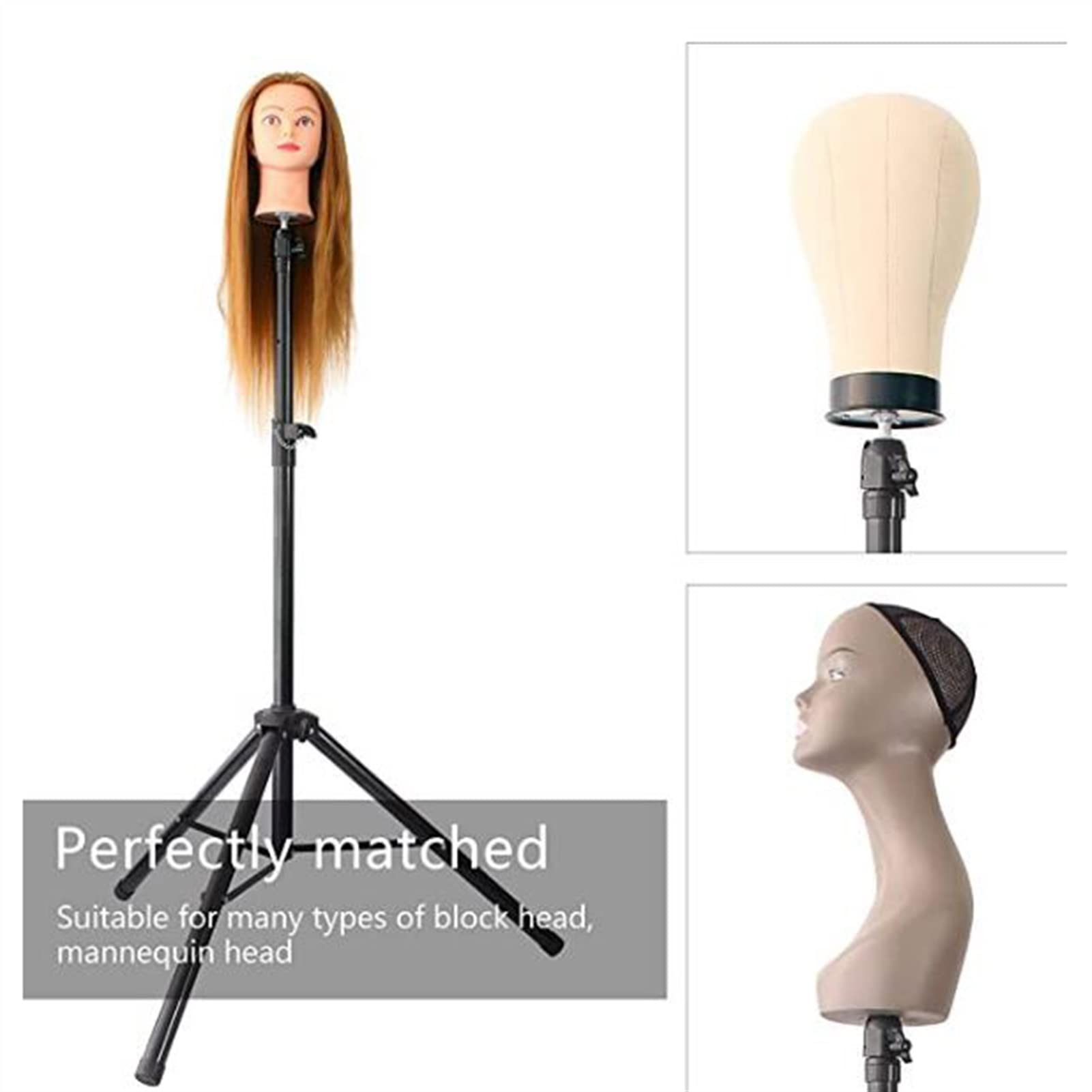 Perückenhalter Multifunktions-einstellbares Mannequin-Stativ-Leinwand-Blockkopf-Perücke-Anzeigehalt-Friseur-Stativständer for Perücke-Displayherstellung Perückenständer