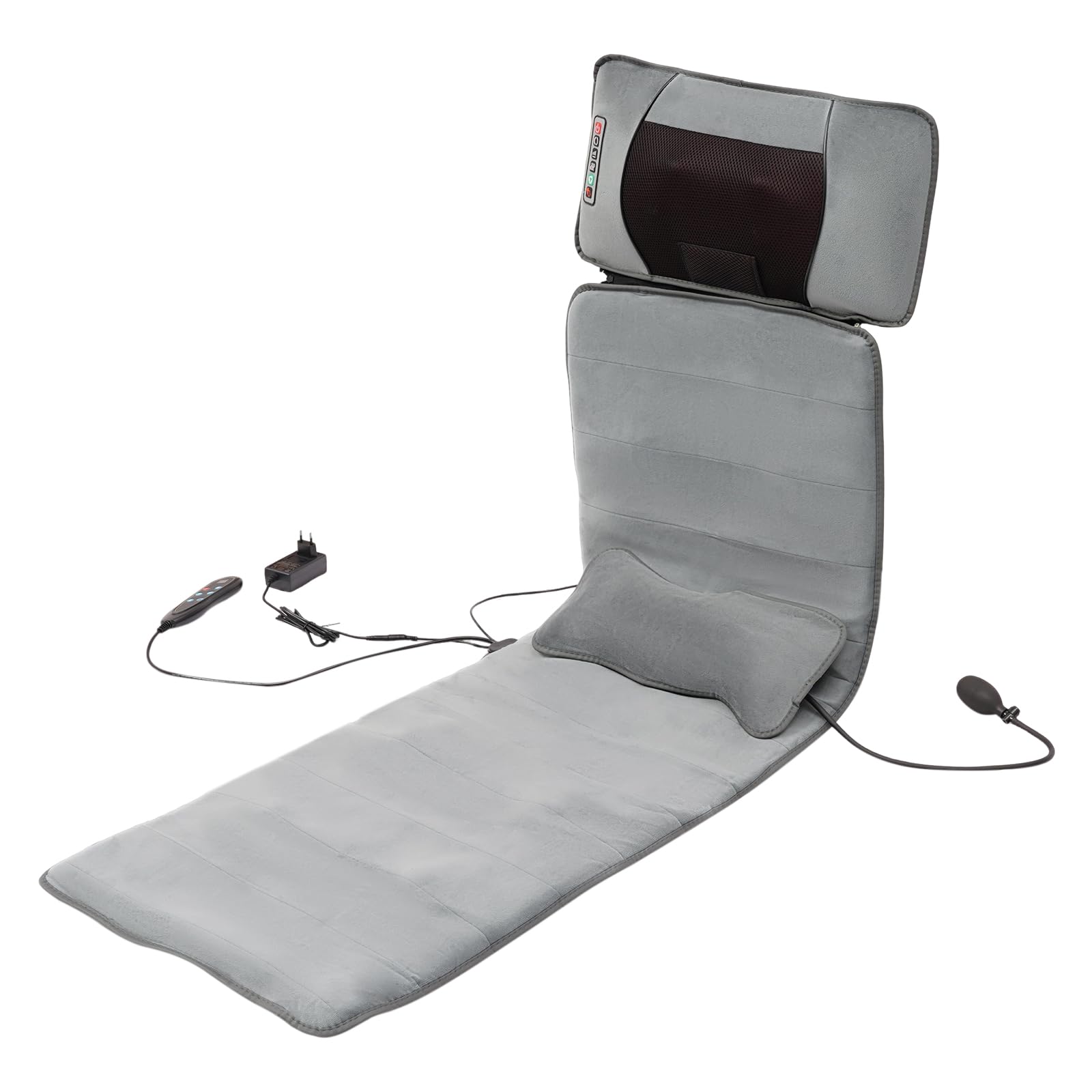 Tapis de massage pour tout le corps avec 10 moteurs vibrants, coussin d'assise avec 9 modes, 9 intensités, arrêt automatique, tapis de massage électrique avec chaleur, 126 x 50 cm, pour lombaire
