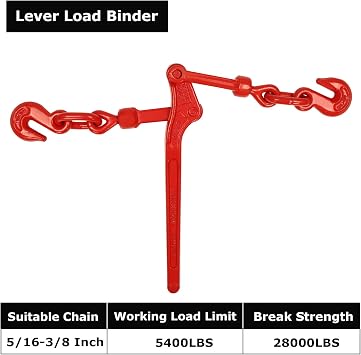 Lever Load Binder 5/16 - 3/8, 4 Pack Snap Chain Binder 5,400lbs Working Load Limit with G80 Hook for Grade 70/80 Transport Chain for Flatbed Truck Trailer, Red