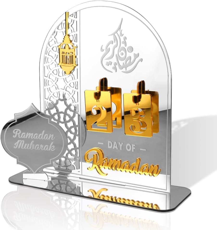 The Fab Store Ramadan Advent Calendar Acrylic Countdown Calendar for Home DIY Eid Decorations for Ramadan Parties Craft Decorations