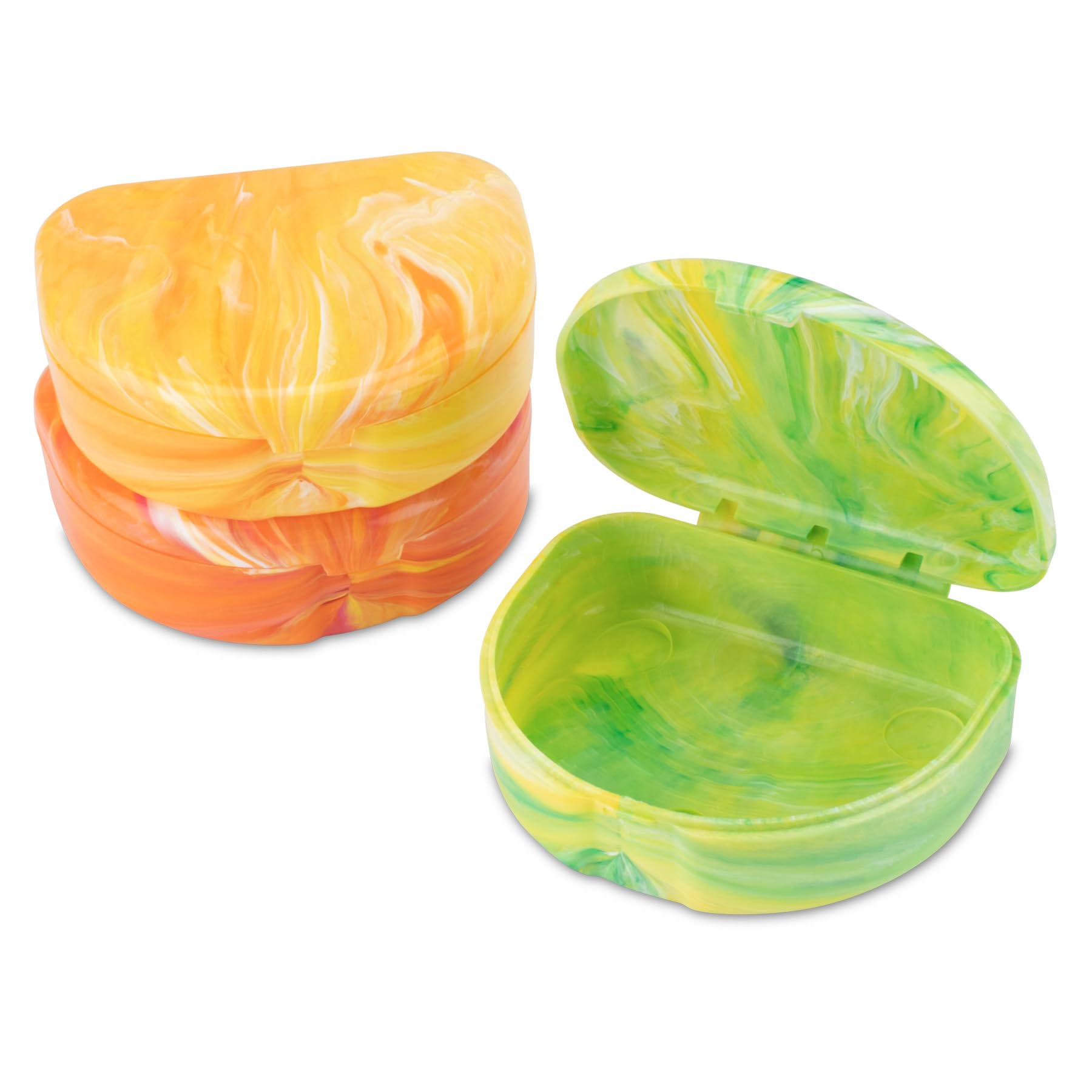 Practicon Marble Retainer Cases, Orthodontic Aligner Case, Mouth Guard Holder (3 Pack) (Citrus)