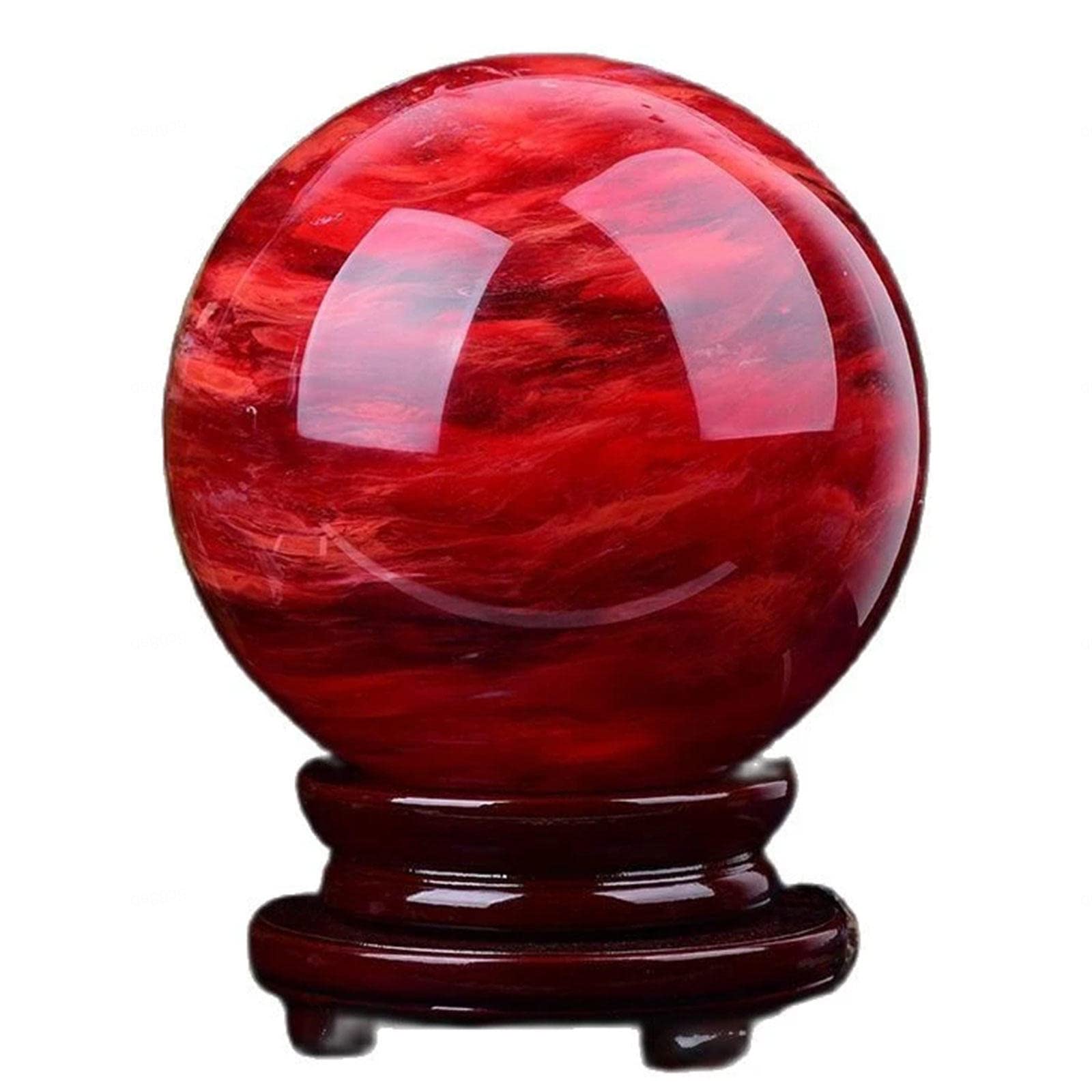 Bola de cristal rojo natural el regalo de decoración ideal con base incluida