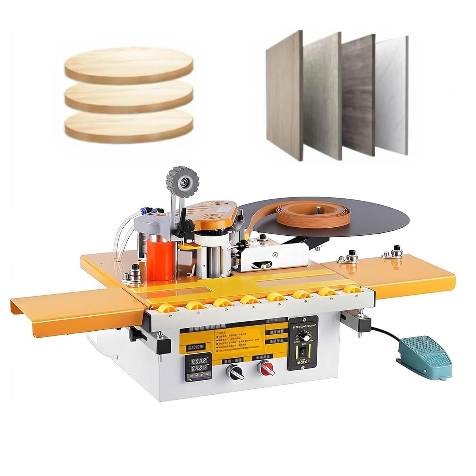 Pnpaea 1200W Portable Edge Bander, Automatic Tape Breaking Portable Edge,Double-Sided Gluing,for particleboard, and laminate,for Panel Edges Widened(Lengthened)
