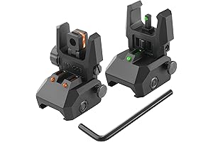Flip-Up Iron Sights for AR-15 Rifle with Fiber Optic Dots
