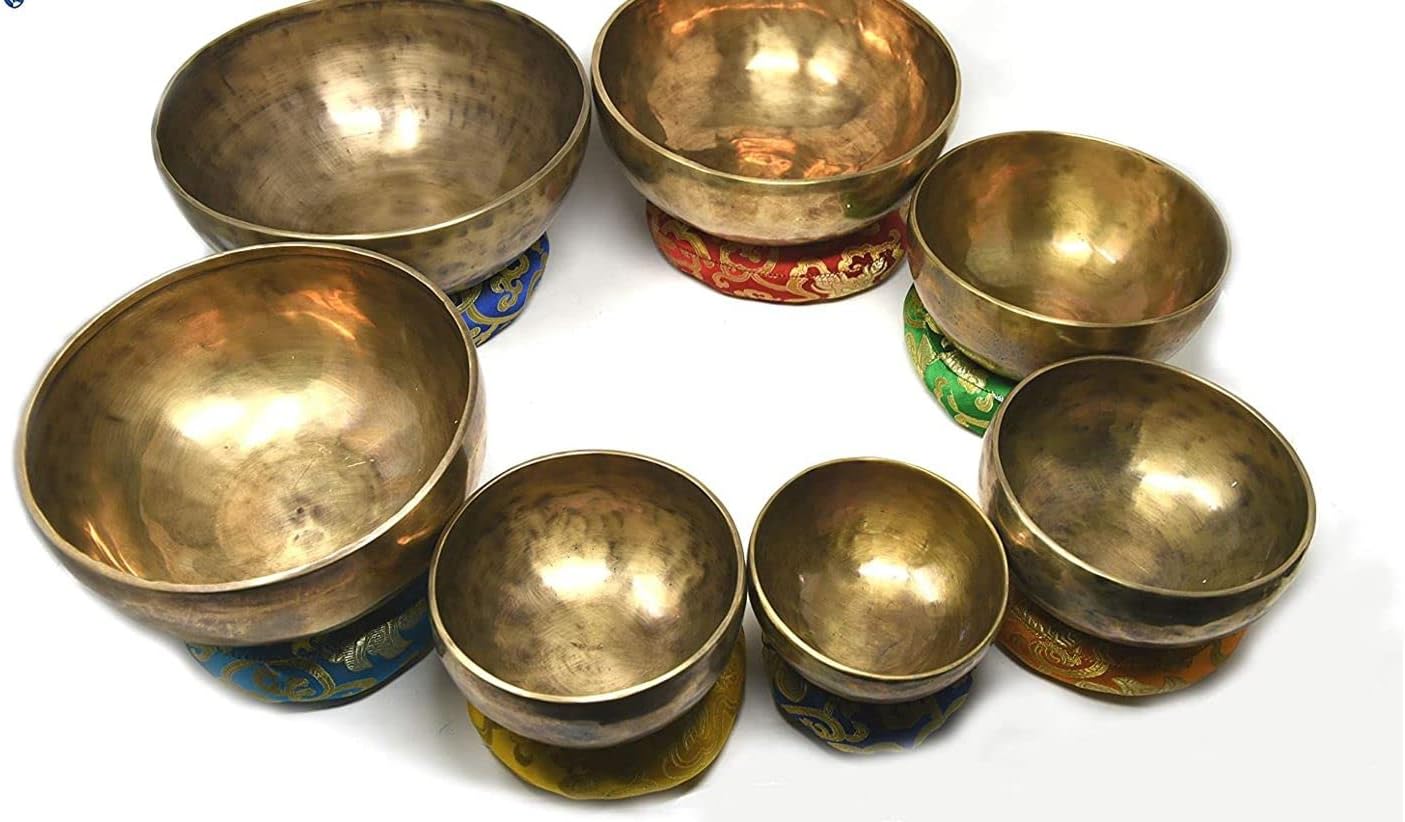 Chakra Healing Tibetan Singing Bowl-Set of 7 - Hand Hammered Tibetan Meditation Singing Bowl Nepal
