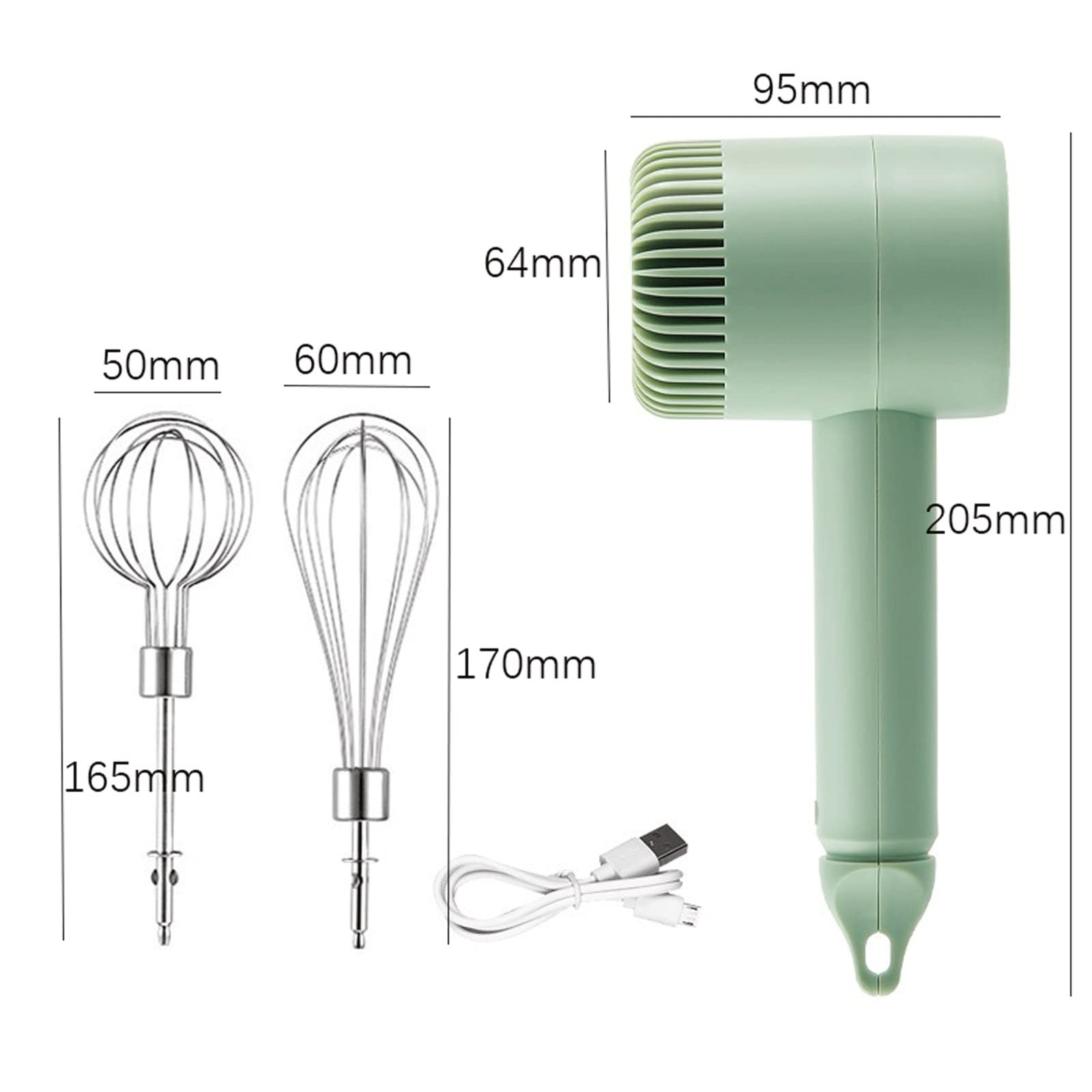 JINGYAN Varillas de batir Mini batidora eléctrica para alimentos, de mano, huevos, crema automática, masa para hornear pasteles