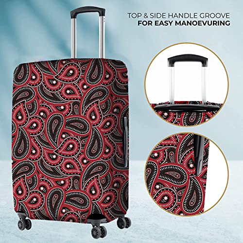 Image of Nasher Miles Polyester 55 (20 Inch) Small Protective Luggage Cover - Maroon Paisley Design