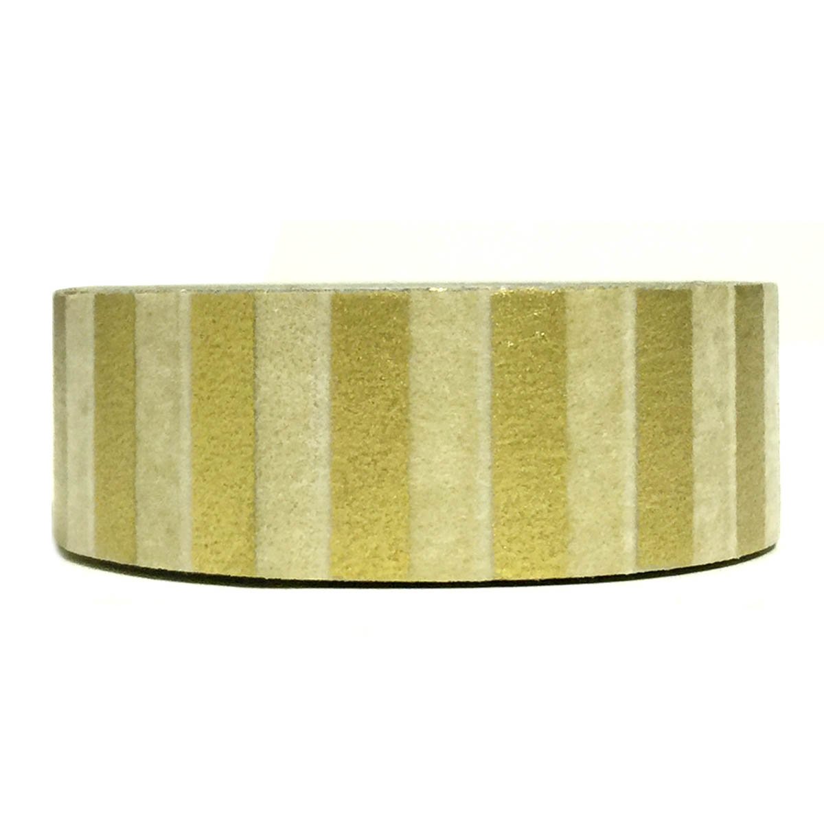 Wrapables Colorful Patterns Washi Masking Tape, Gold Short Stripe