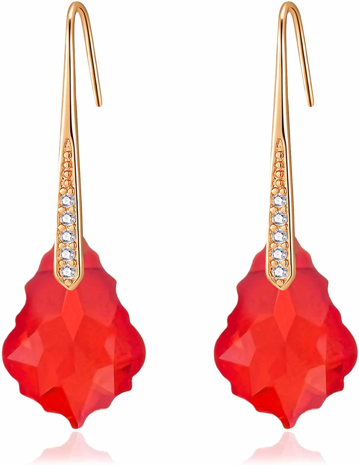 Dainty Austrian Crystal Baroque Drop Dangle Earrings for Women 14K Gold Plated Hook Earring Hypoallergenic Jewelry Gifts for Women