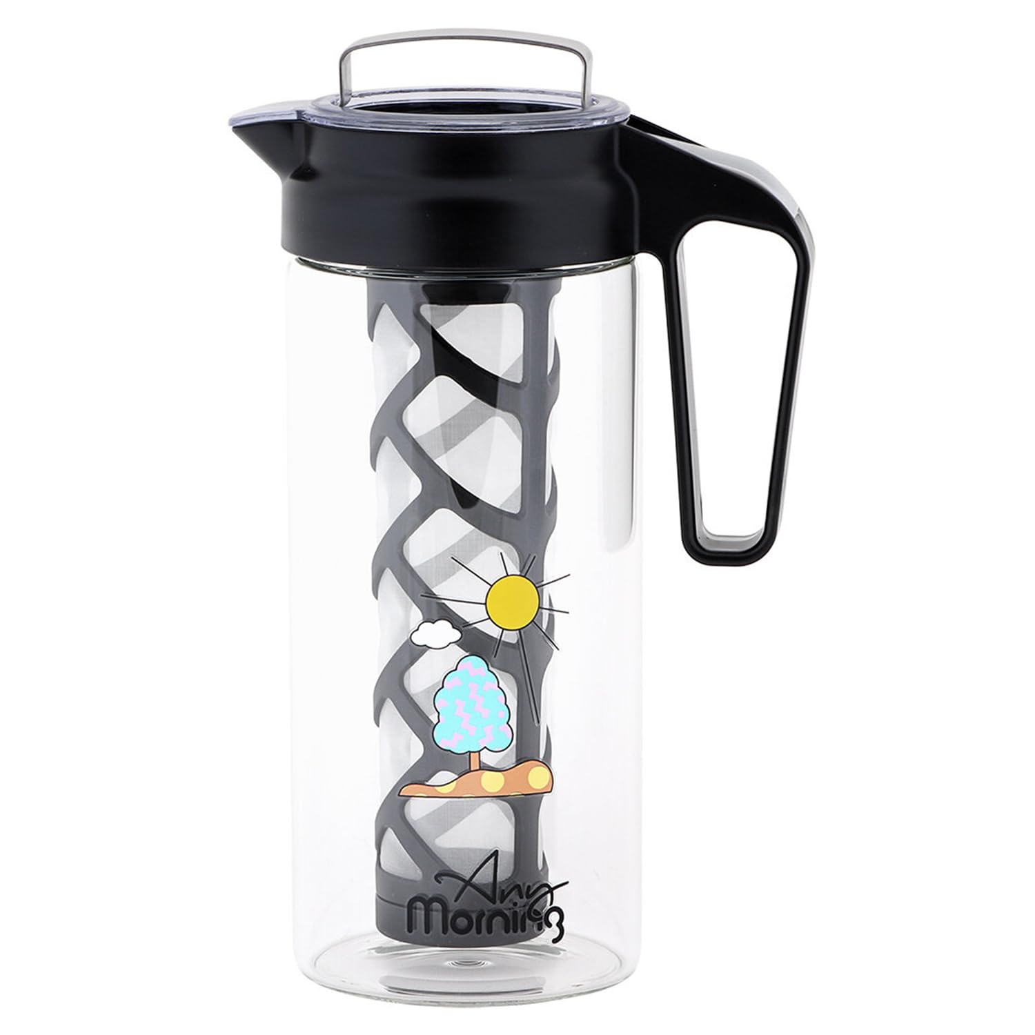 Any Morning Cold Brew Coffee Maker, Coffee Brewer for Ice Coffee and Ice Tea, Durable Borosilicate Glass Pitcher, Removable Mesh Filter, 44 oz (1300 ml/ 1.37 Quart)