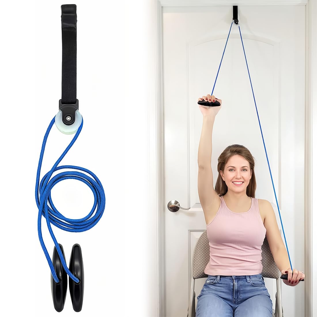 Sistema Carrucola Palestra Carrucola Palestra con Cavo Attrezzi per Esercizi Spalla Carrucola Riabilitazione Spalla per Esercizio E Il Recupero Dopo Un Infortunio O Chirurgico(Blu)