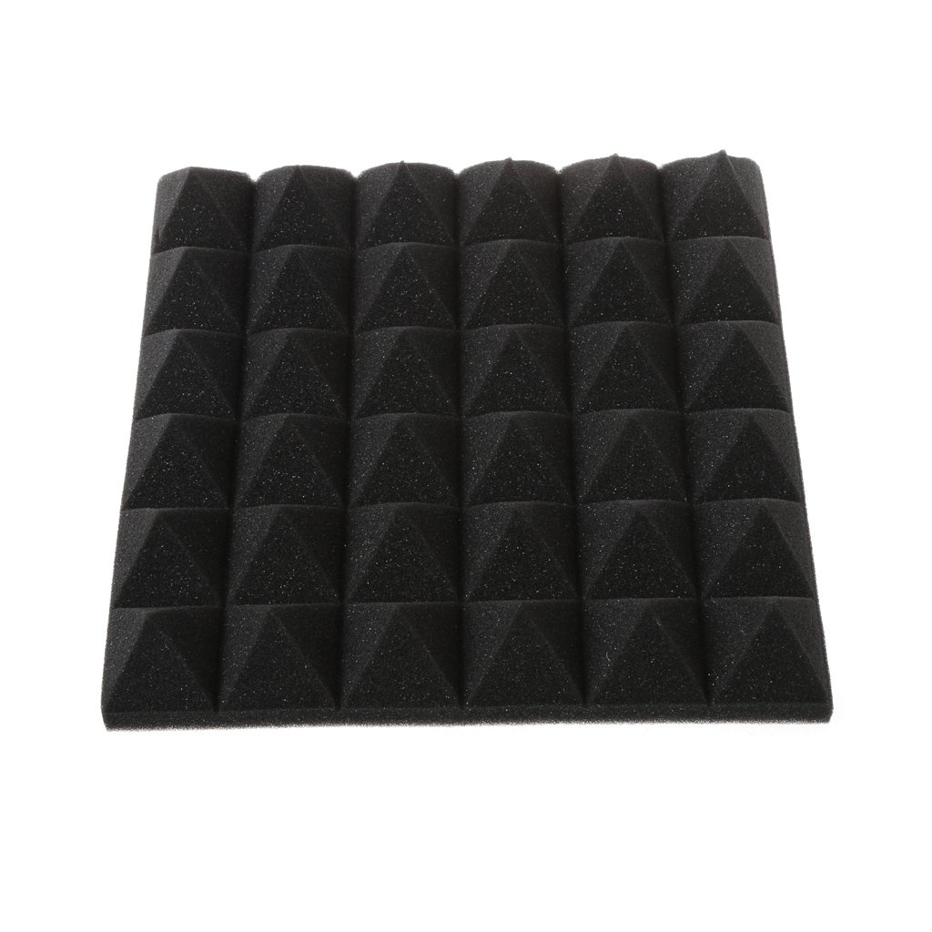 Shenxay Black Soundproofing Foam, Acoustic Sound Insulation Treatment Absorption Wedge Tile (30X30x5cm)