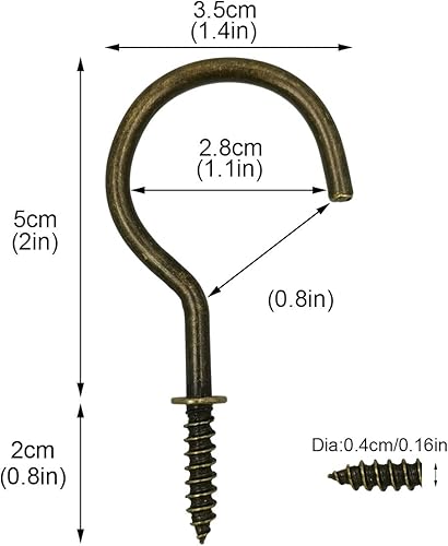 Miniatura 2 de Chenzt ganchos de bronce envejecido de 20in grandes ganchos de rosca ganchos de techo de latón envejecido de 20in luces de Navidad y ganchos para