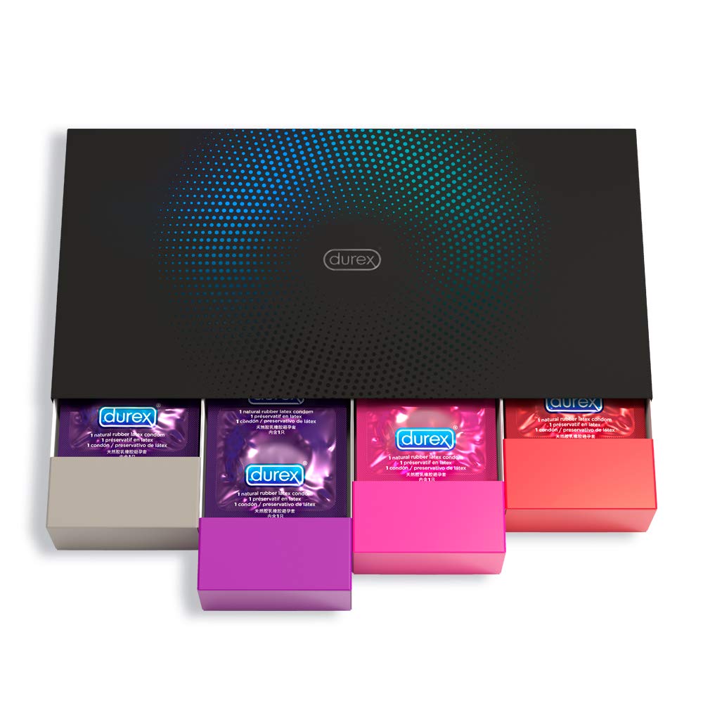 Durex Fun Explosion Mix di Preservativi Sottili, Con Rilievi e Nervature e Aromatizzati , 40 Profilattici, Esclusiva Online 40 Unità (Confezione da 1)