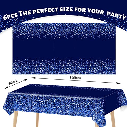 3Pcs Blue And Silver Tablecloth For Rectangle Tables Gold Sequin Dot Confetti Table Cover Sparkly Disposable Tablecloths Decorations Wedding Anniversary Indoor Or Outdoor Holiday Decor(Plastic) #TOP1