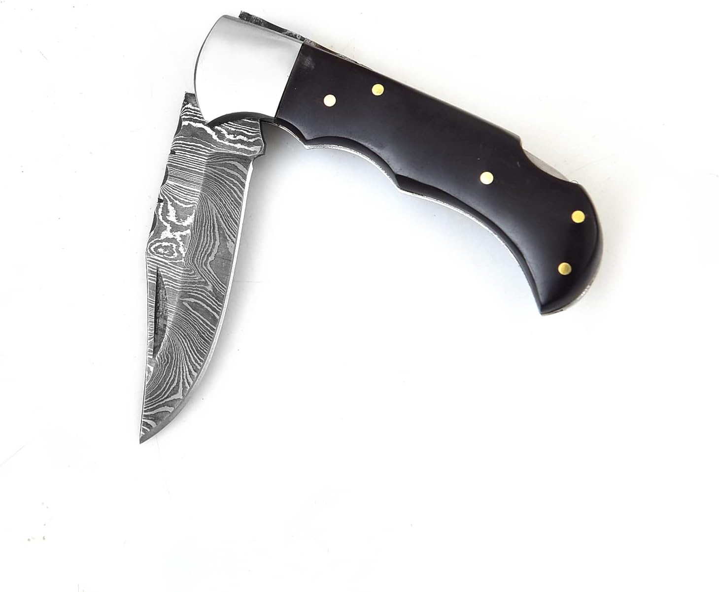 606H Damascus Steel knife - Pocket Folding Knife with Clip - Handmade Custom knife - Damascus Pocket knife for Men – Cool Pocket Knife Good For Camping Hunting Fishing Indoor & Outdoors Activities - EDC Damascus knife - Folding Hunting Knives - Leather Sheath - Folding Pocket Knife by GladiatorsGuild 606H (Black)