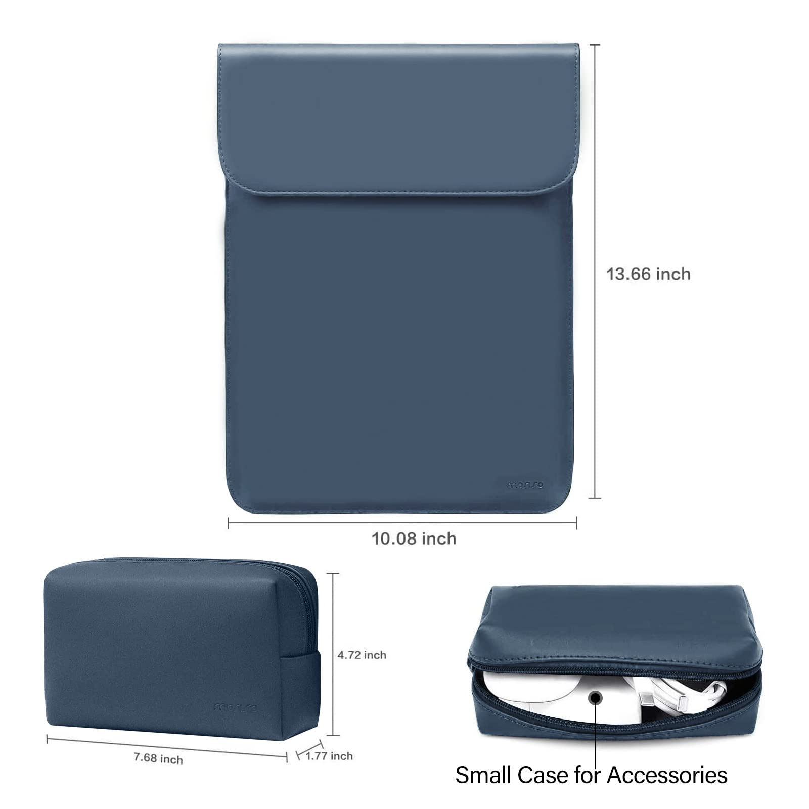 MOSISO 13 Pollici Custodia Laptop, 13 Pollici Borsa PC Compatibile con Air M4 M3 M2 M1 2025-2018 / Pro M2 M1 2025-2016, Custodia Finta Pelle Scamosciata con Borsa Piccola, Blu Pavone
