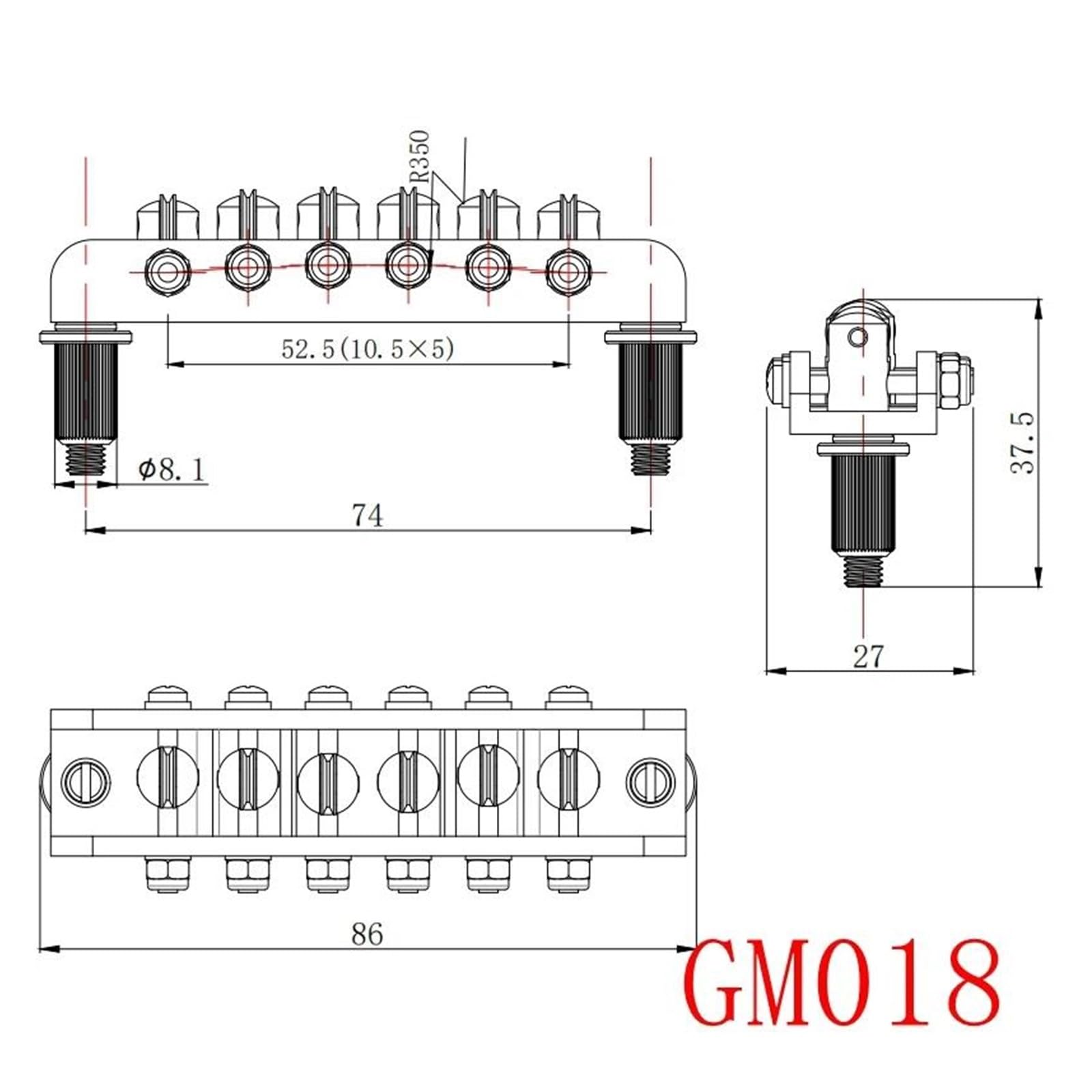 Accesorios Para Instrumentos De Puente Rodante De Guitarra De 6 Cuerdas Cromados | Puente de guitarra(GM018BK)