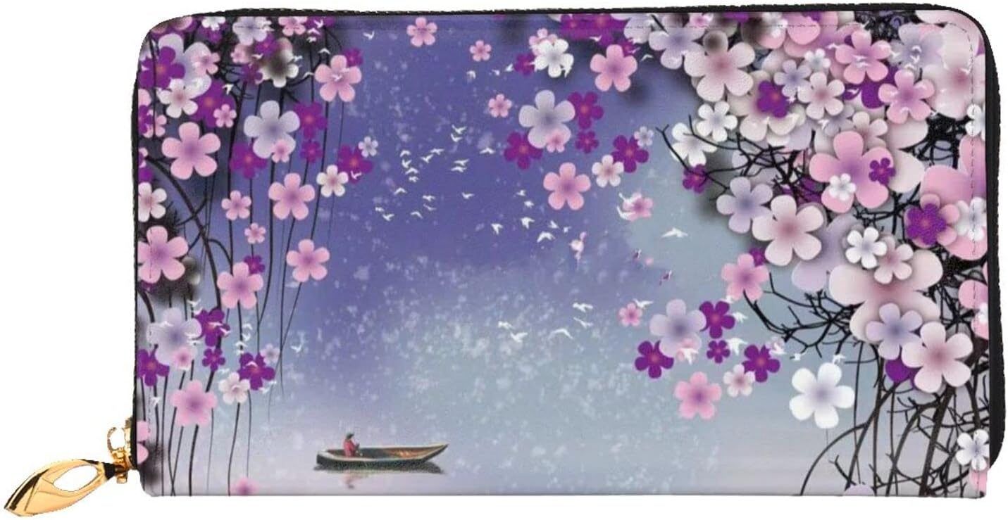 [RFSHOP] 桜 さくら 花柄 エレガント 和柄 ピンク 財布 長財布 本革 レザー ウォレット シンプル 小銭入れ カード 現