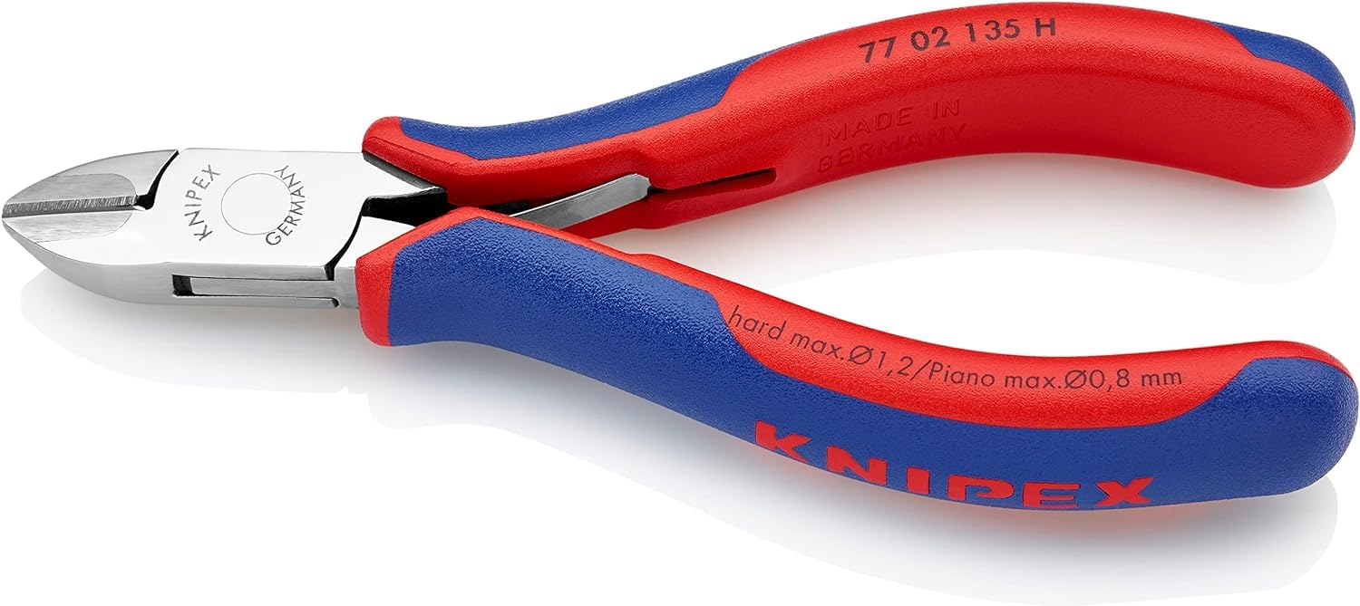 Knipex Alicate de corte diagonal para electrónica con filo de corte de metal duro con fundas multicomponentes 135 mm 77 02 135 H