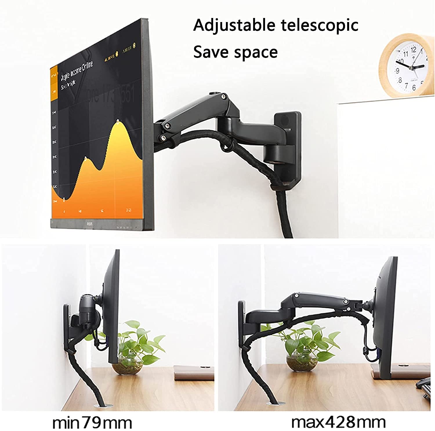 Soporte de pared para TV, inclinación giratoria y soporte de extensión para televisores LCD de 30 a 40 pulgadas, diseño de elevación y elevación, fácil instalación y ajuste