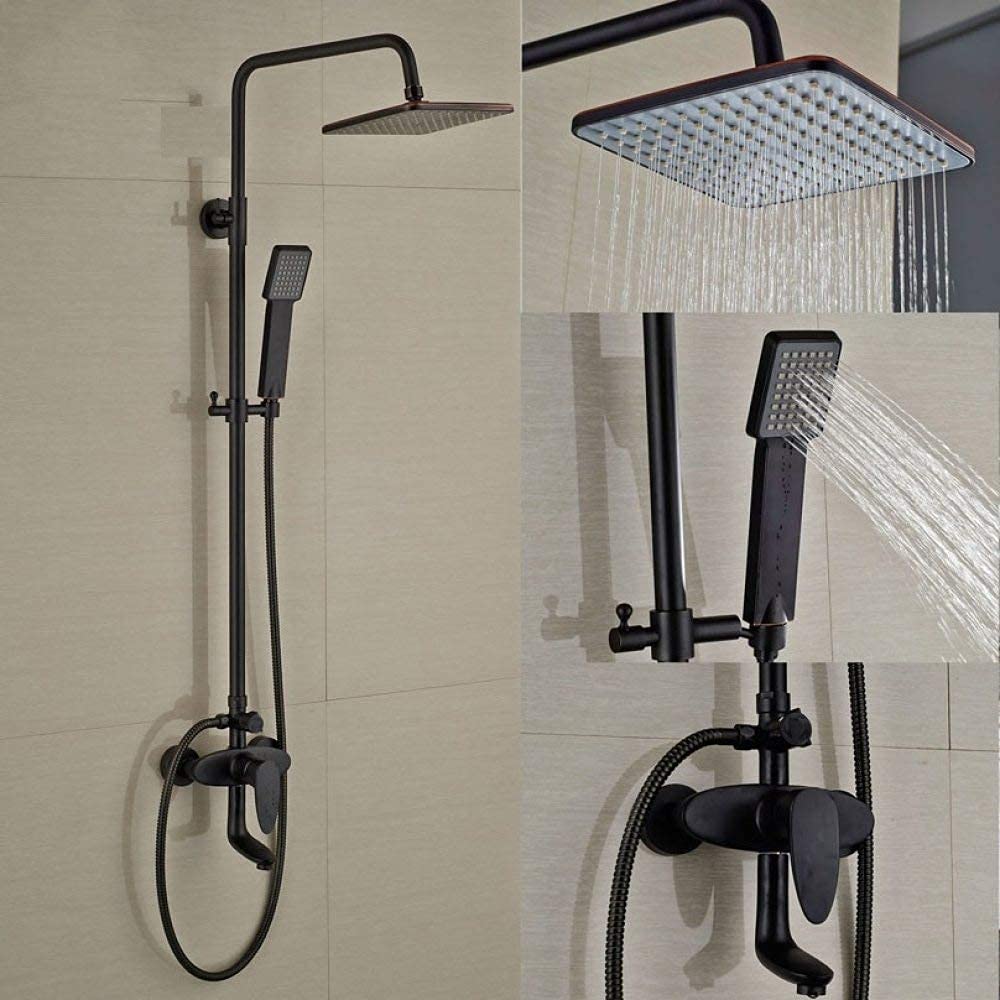 Douche à main et mitigeur en bronze huilé pour remplacer un robinet mural