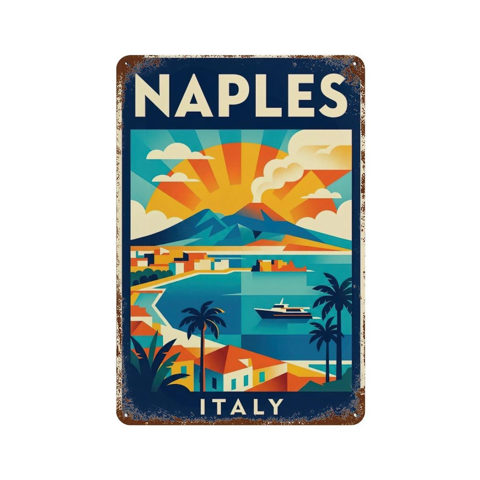 Galvaxio Style Vintage Italy Naples Travel Metal Tin Sign