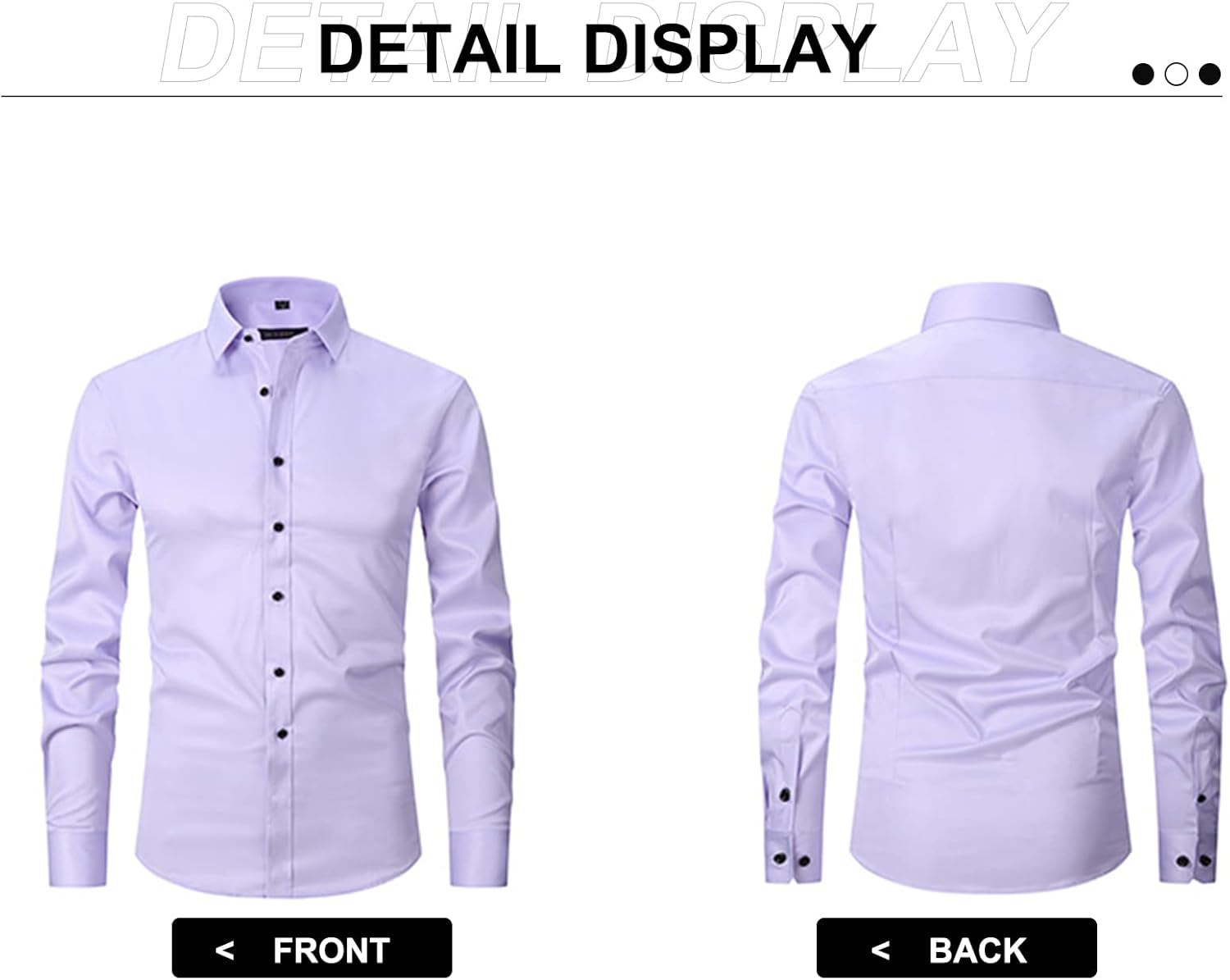 Miniatura 2 de ATOFY Camisa de vestir de manga larga para hombre, ajuste regular, informal, con botones, color liso
