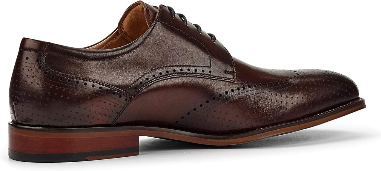 DIGEL Selleng Herren Business Schuhe | Echtleder Derbys mit Brogue-Muster, Elegante Schnürschuhe für Büro, Hochzeit, Festliche Anlässe | Größe 46 EU