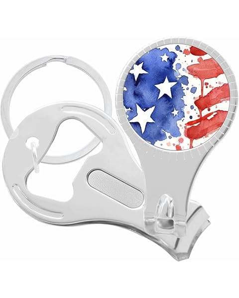 Watercolor USA Flag Nail Clippers Plus Bottle Opener Keychain