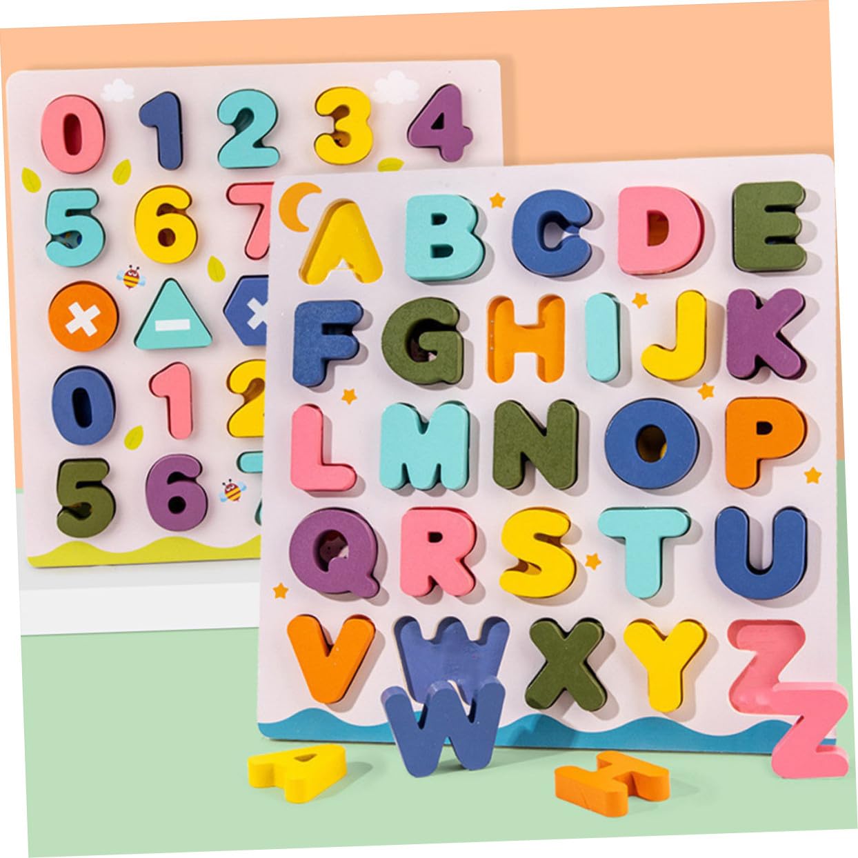 Puzzle Educativo in Legno 2 Set per Bambini Blocchi | Decorazioni Scuola, Number Jigsaw Puzzles per Casa e Giochi in Famiglia, Sviluppo Coordinazione e Mente