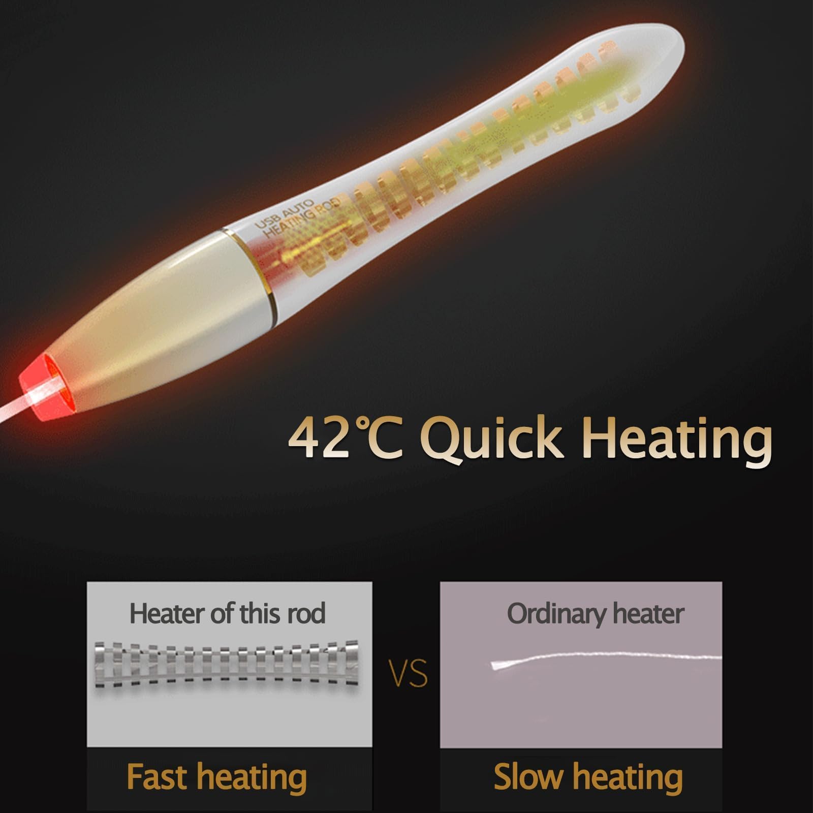 Bastone riscaldante per auto USB, bastone riscaldante a 42 ℃ a riscaldamento rapido/regolazione automatica della temperatura, asta di asciugatura in diatomite assorbente, set da 2 pezzi