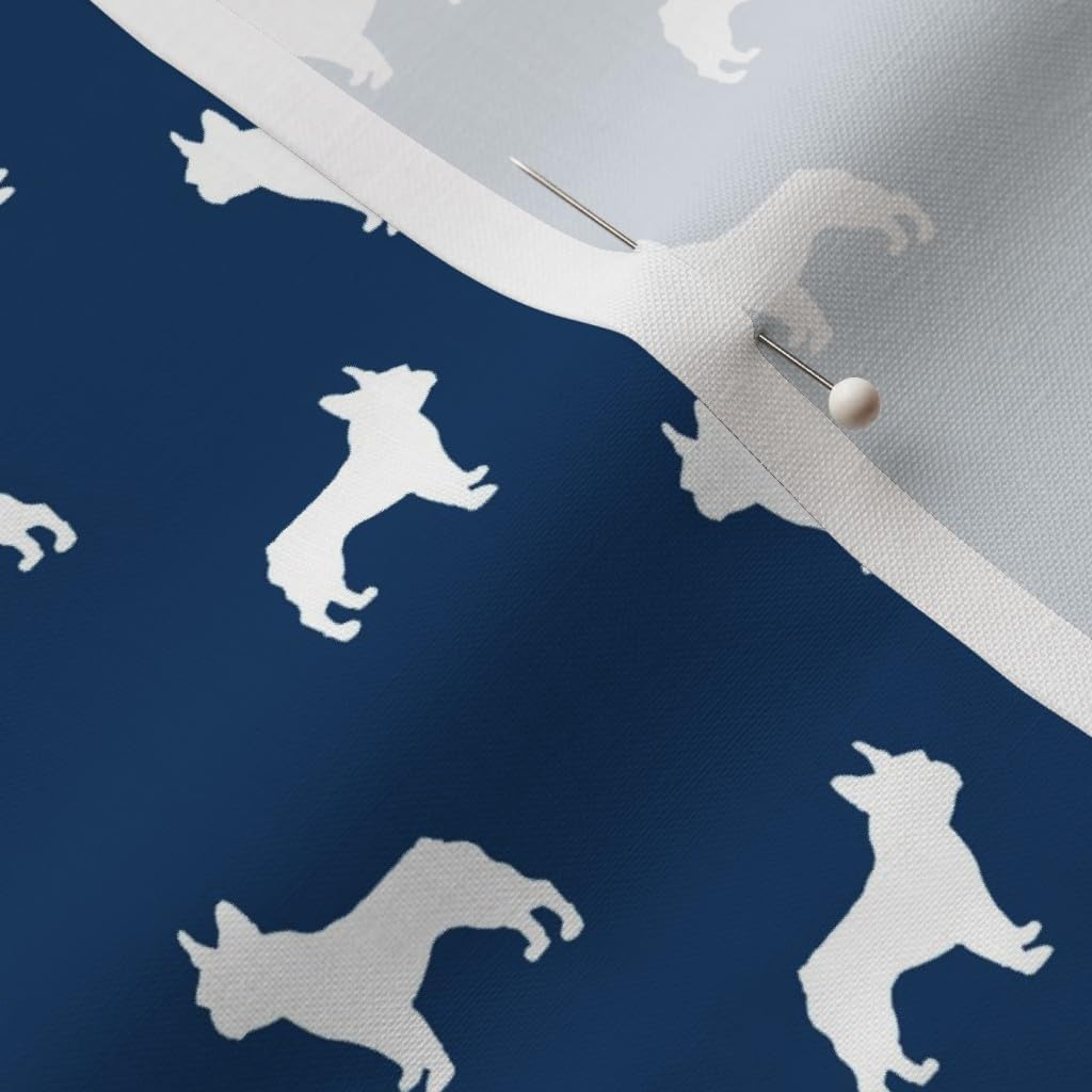Spoonflower Fabric - French Bulldog Dog Silhouette Navy Frenchie Dogs Printed on Petal Signature Cotton Fabric by The Yard - Sewing Quilting Apparel Crafts Decor