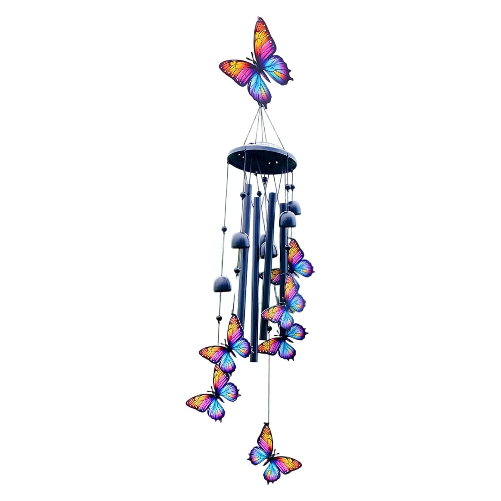 36.22 Inch Vintage Painted Animal Wind Chime with Metal Tubes and Bells
