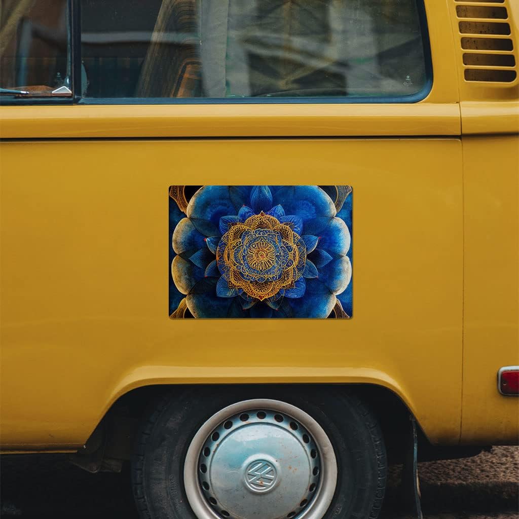 Blue Flower Car Magnet 2 PCS - Colorful Car Magnet - Mandala Sticker