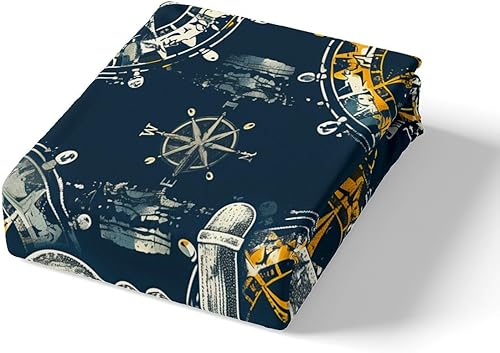 Miniatura 5 de Manfei Juego de sábanas náuticas para niños, tamaño matrimonial, juego de ropa de cama con brújula de ancla náutica para decoración de habitación de