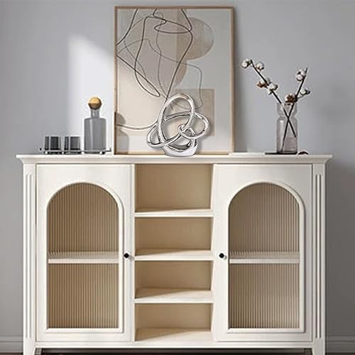 Miniatura 9 de Escultura geométrica de cerámica moderna de plata, acento abstracto para el hogar y figura de mesa para sala de estar, dormitorio, baño, oficina,