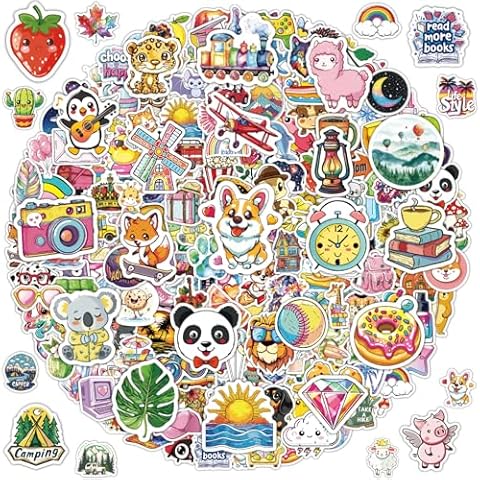300Pcs Stickers for Kids, Cute Aesthetic Laptop Stickers for Adult, Waterproof Vinyl Stickers for Water Bottle, Laptop Decals, Journal, Scrapbook, Skateboard, Luggage Stickers Cover