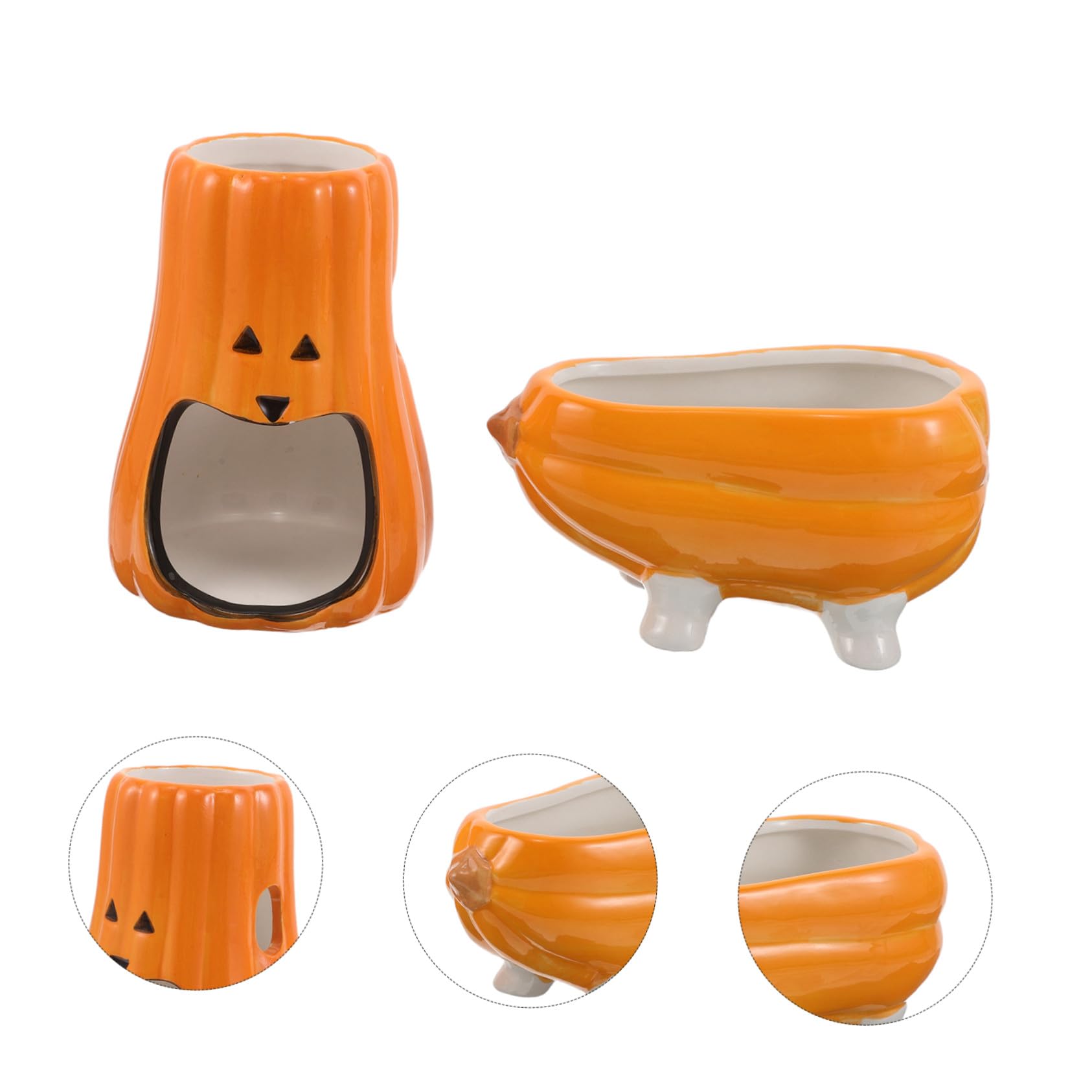 Luxshiny Keramik-Halterung für Hamsterflasche Wasserspender für Kleintiere Mäuse und Rennmäuse mit Kürbis-Design als Versteck und Napf