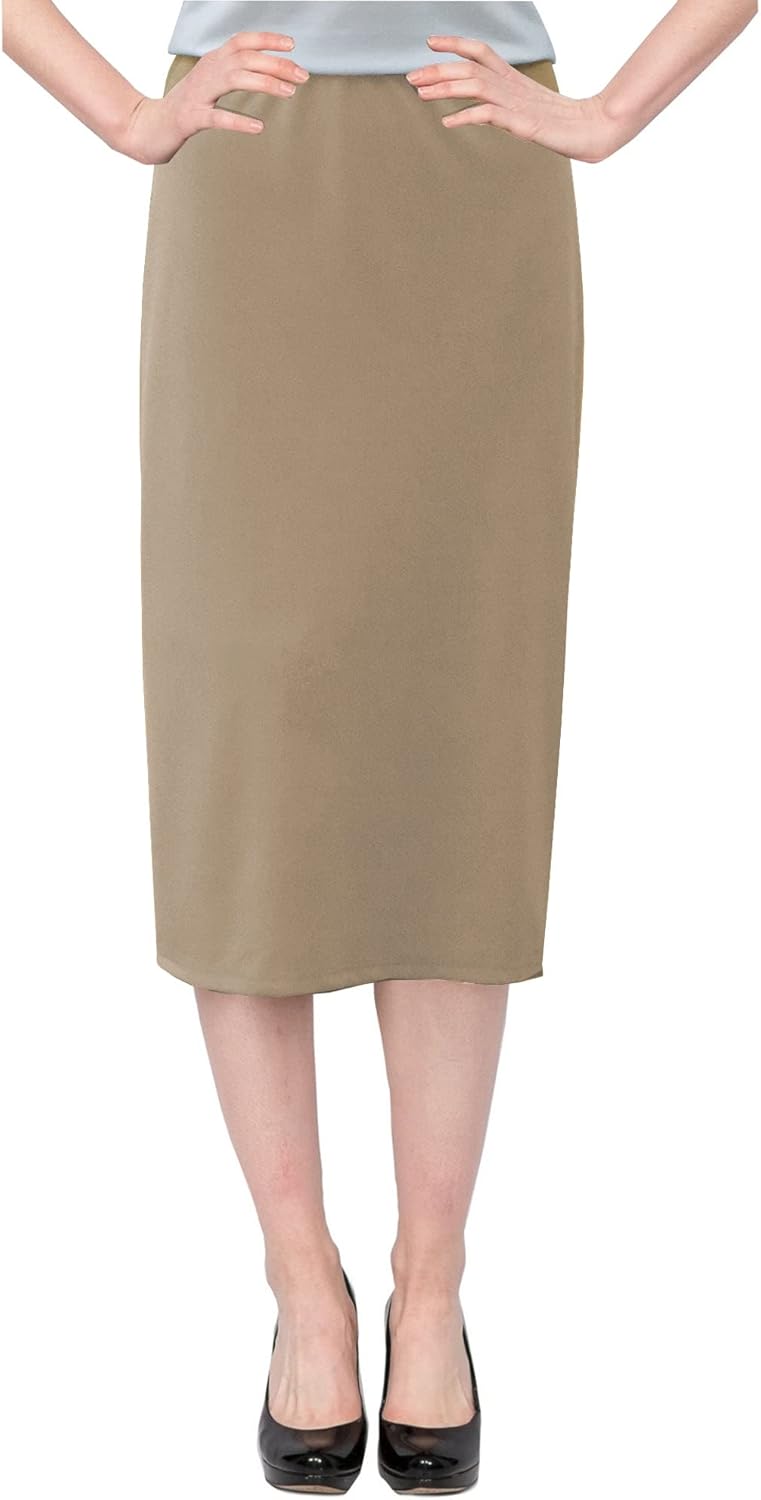 Baby'O Women's Basic Modest 26" Below The Knee Length Stretch Knit Straight Skirt - Image 2