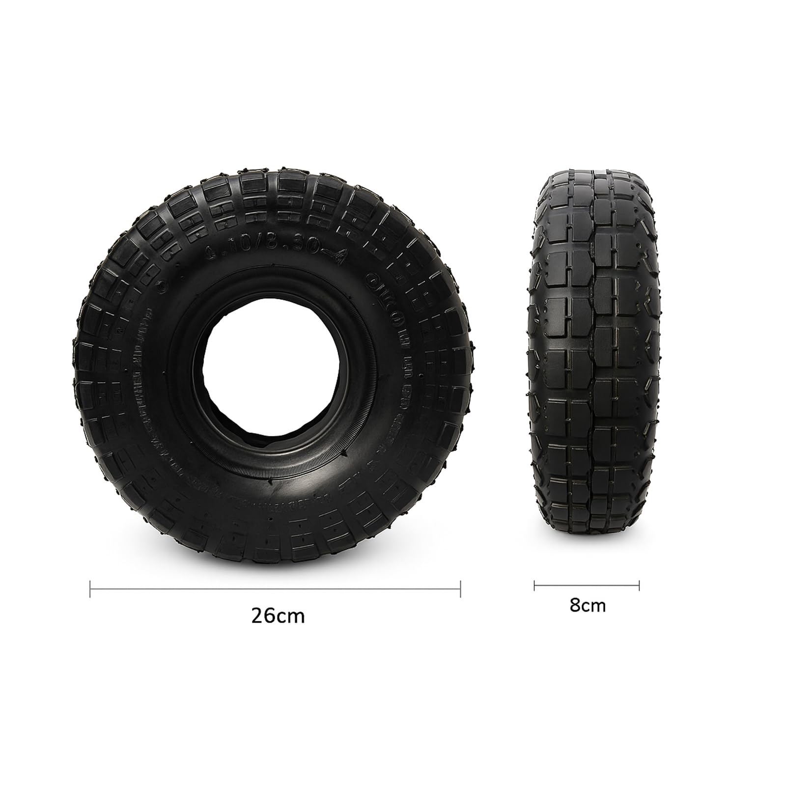 2 Stück Sackkarrenreifen mit Schlauch Sackkarre Reifen 4.10/3.50-4 Schubkarrenrad für Schubkarren, Sackkarren, Handwagen,300lbs,260x85mm
